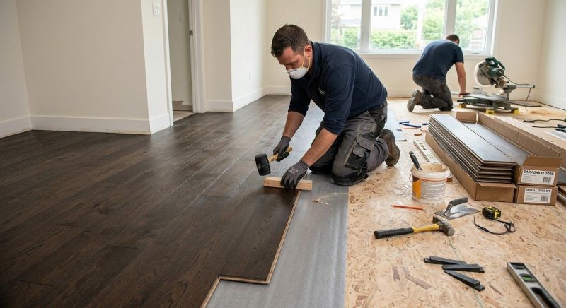 Dark Wood Floor Installation in Freehold, NJ